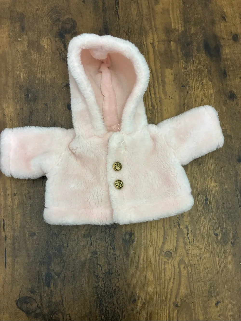 Vintage Faux Fur Hooded Doll Coat for a Larger Doll